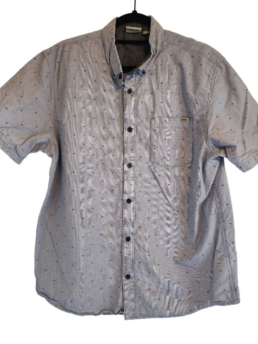 Vans Print Button Up Shirt Blue Mens size L